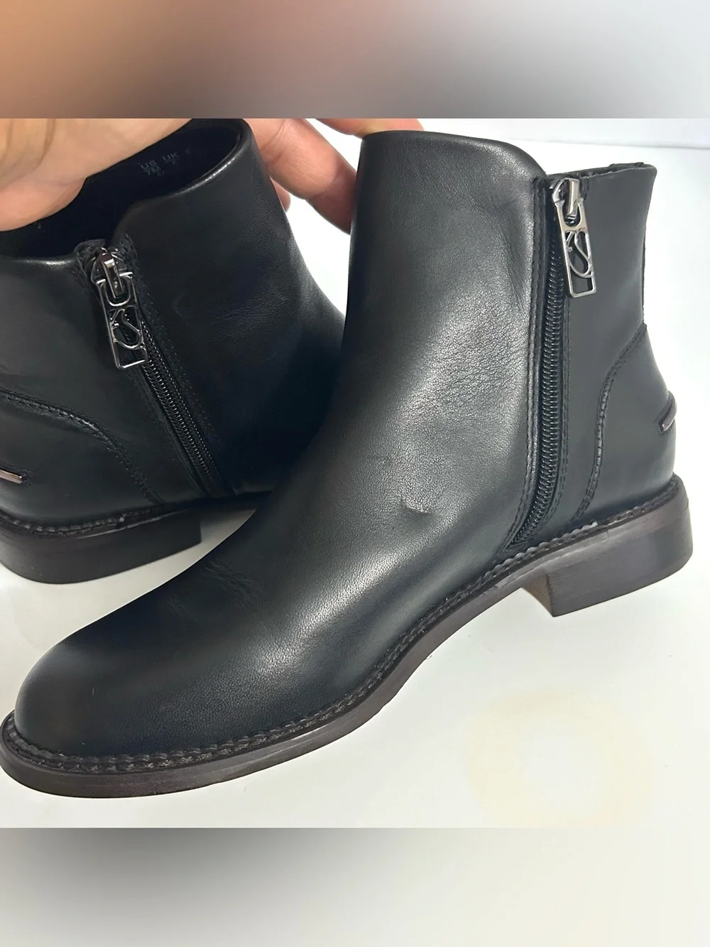 Franco Sarto Black Leather Ankle Booties